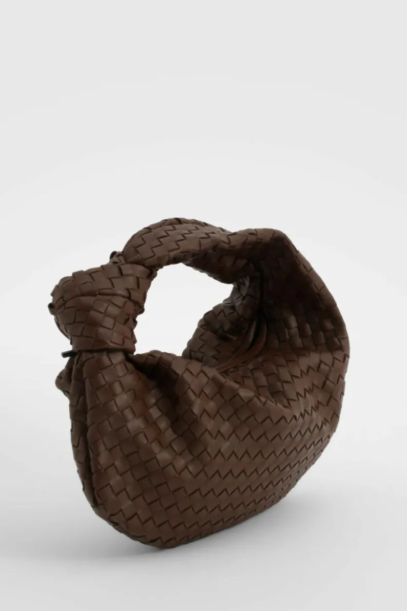 Woven Bags|Handbags*boohoo Woven Knot Handle Bag chocolate