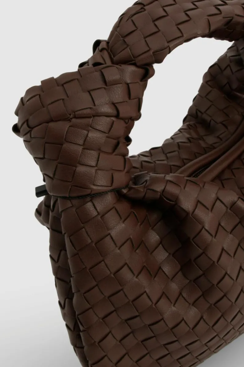 Woven Bags|Handbags*boohoo Woven Knot Handle Bag chocolate