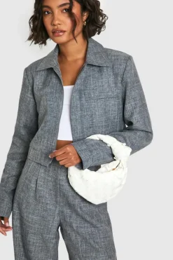 Woven Bags|Handbags*boohoo Woven Knot Handle Grab Bag white