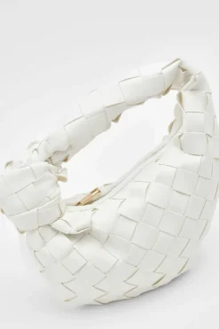 Woven Bags|Handbags*boohoo Woven Knot Handle Grab Bag white