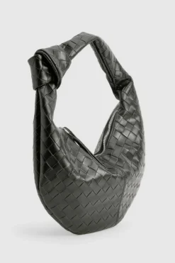Woven Bags|Shoulder Bags*boohoo Woven Knot Handle Oversized Shoulder Bag black