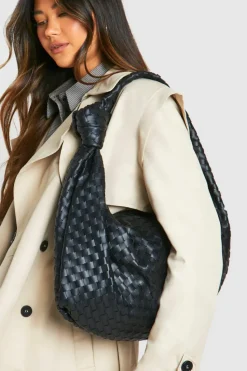 Shoulder Bags|Handbags*boohoo Woven Knot Oversized Shoulder Bag black