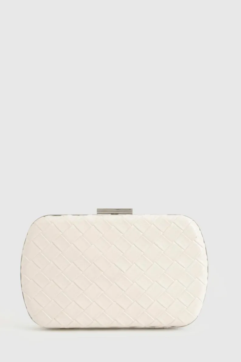 Woven Bags|Handbags*boohoo Woven Leather Look Clutch Bag white
