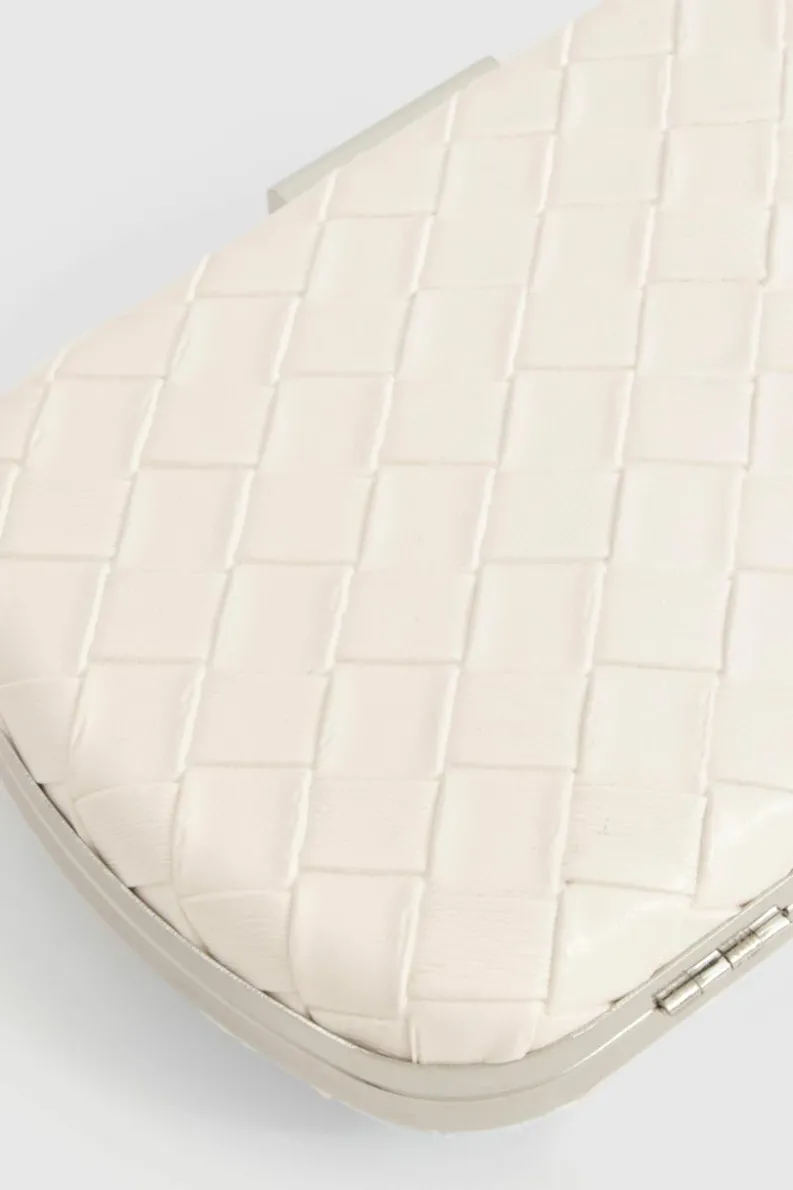 Woven Bags|Handbags*boohoo Woven Leather Look Clutch Bag white