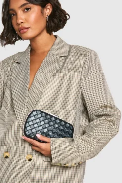 Woven Bags|Handbags*boohoo Woven Leather Look Clutch Bag black