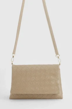 Woven Bags|Cross-Body Bags*boohoo Woven Leather Look Cross Body Bag taupe