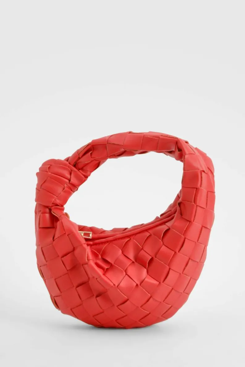 Woven Bags|Handbags*boohoo Woven Leather Look Mini Grab Bag red
