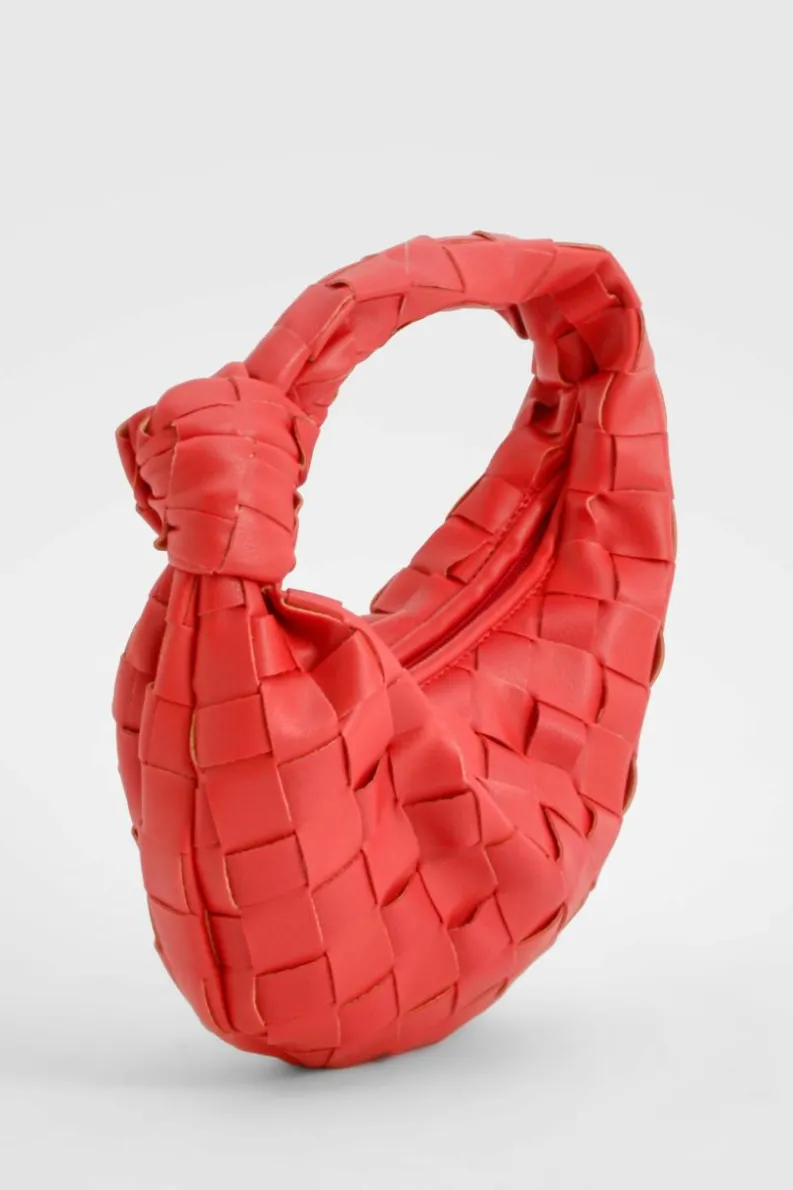 Woven Bags|Handbags*boohoo Woven Leather Look Mini Grab Bag red