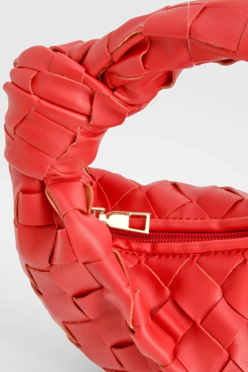 Woven Bags|Handbags*boohoo Woven Leather Look Mini Grab Bag red