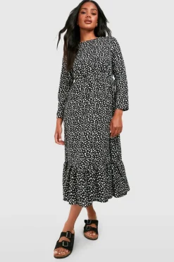 Midi Dresses*boohoo Woven Mixed Polka Dot Dress black
