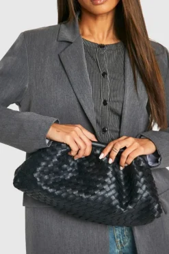 Woven Bags|Handbags*boohoo Woven Oversized Clutch Bag black