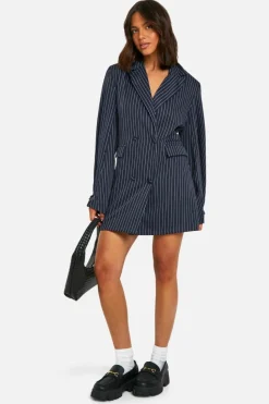 Blazer Dresses*boohoo Woven Pocket Front Oversized Blazer navy