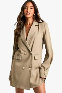 Blazer Dresses|Mini Dresses*boohoo Woven Pocket Front Oversized Blazer Dress taupe