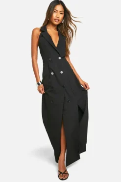 Blazer Dresses*boohoo Woven Sleeveless Maxi Blazer Dress black