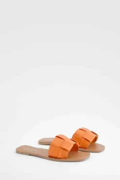 Sandals*boohoo Woven Slip On Flat Sandals orange
