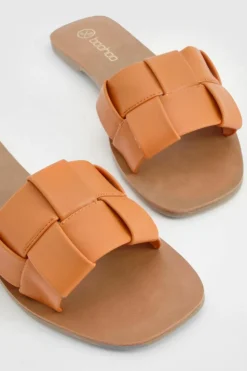 Sandals*boohoo Woven Slip On Flat Sandals orange