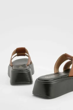 Sandals*boohoo Woven Slip On Flatform Sandals tan