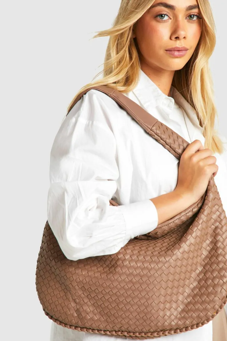 Woven Bags|Handbags*boohoo Woven Slouchy Tote Bag taupe