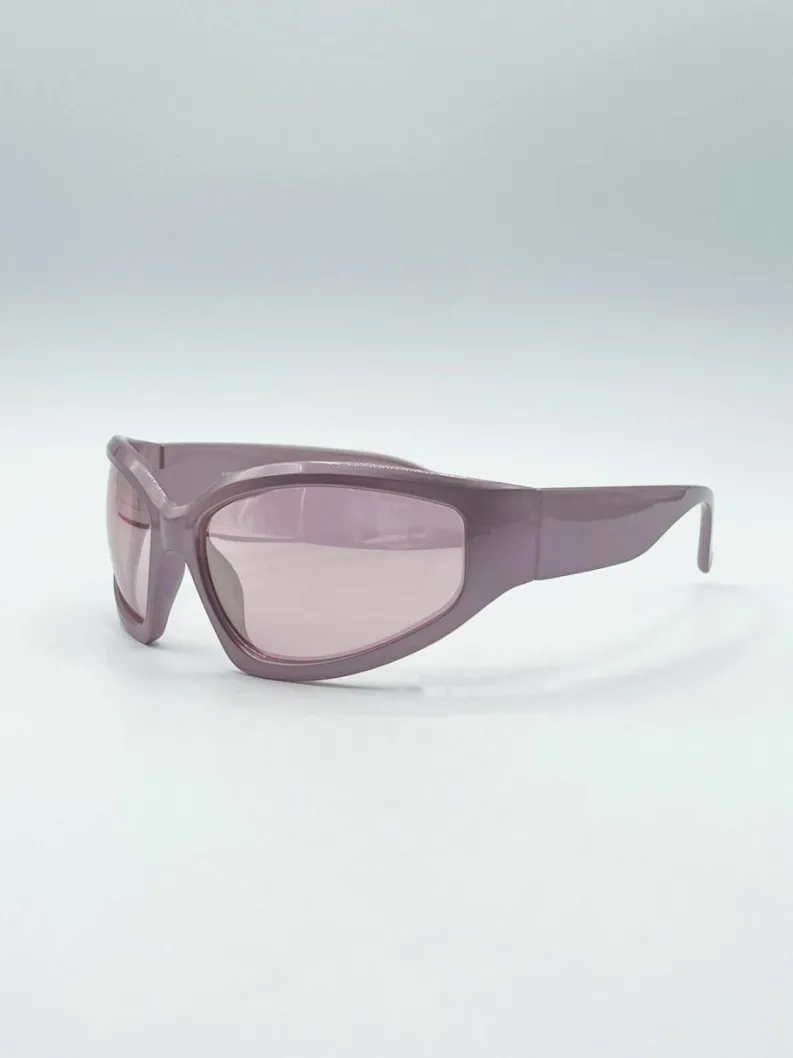 Sunglasses*SVNX Wrap Around Sunglasses in Pearlized Pink