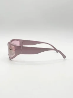 Sunglasses*SVNX Wrap Around Sunglasses in Pearlized Pink