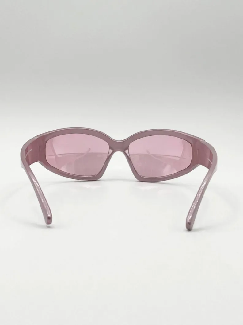 Sunglasses*SVNX Wrap Around Sunglasses in Pearlized Pink