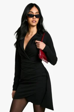 Blazer Dresses|Wrap Dresses*boohoo Wrap Detail Fitted Blazer Dress black