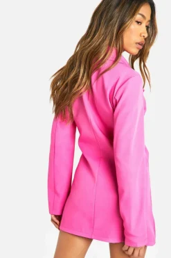 Wrap Dresses|Blazer Dresses*boohoo Wrap Drape Front Tailored Blazer Dress hot pink