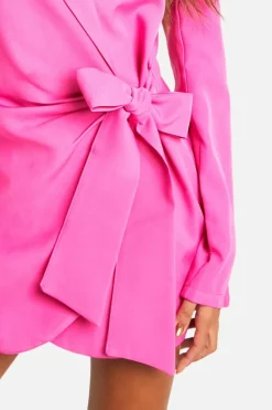 Wrap Dresses|Blazer Dresses*boohoo Wrap Drape Front Tailored Blazer Dress hot pink