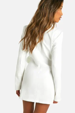 Blazer Dresses|Wrap Dresses*boohoo Wrap Drape Front Tailored Blazer Dress ivory