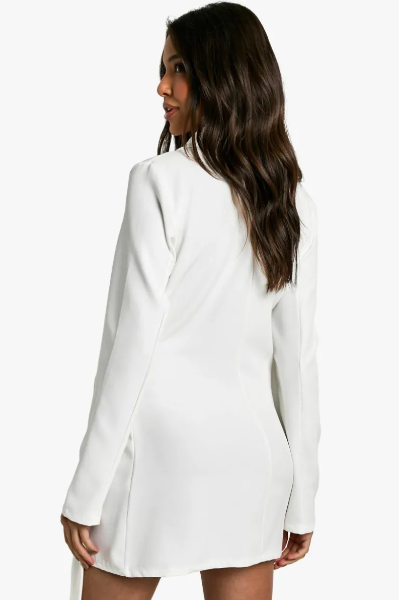 Blazer Dresses|Wrap Dresses*boohoo Wrap Drape Front Tailored Blazer Dress ivory
