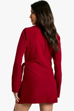 Blazer Dresses|Wrap Dresses*boohoo Wrap Drape Front Tailored Blazer Dress berry