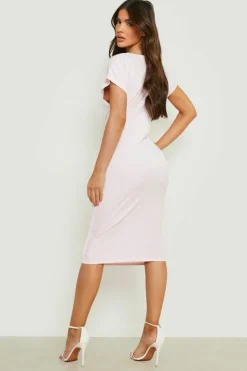 Wrap Dresses*boohoo Wrap Front Midi Dress blush