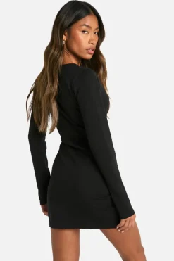 Wrap Dresses*boohoo Wrap Front Mini Dress black