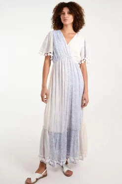 Wrap Dresses*Blue Vanilla Wrap Front Tassel Maxi Blue