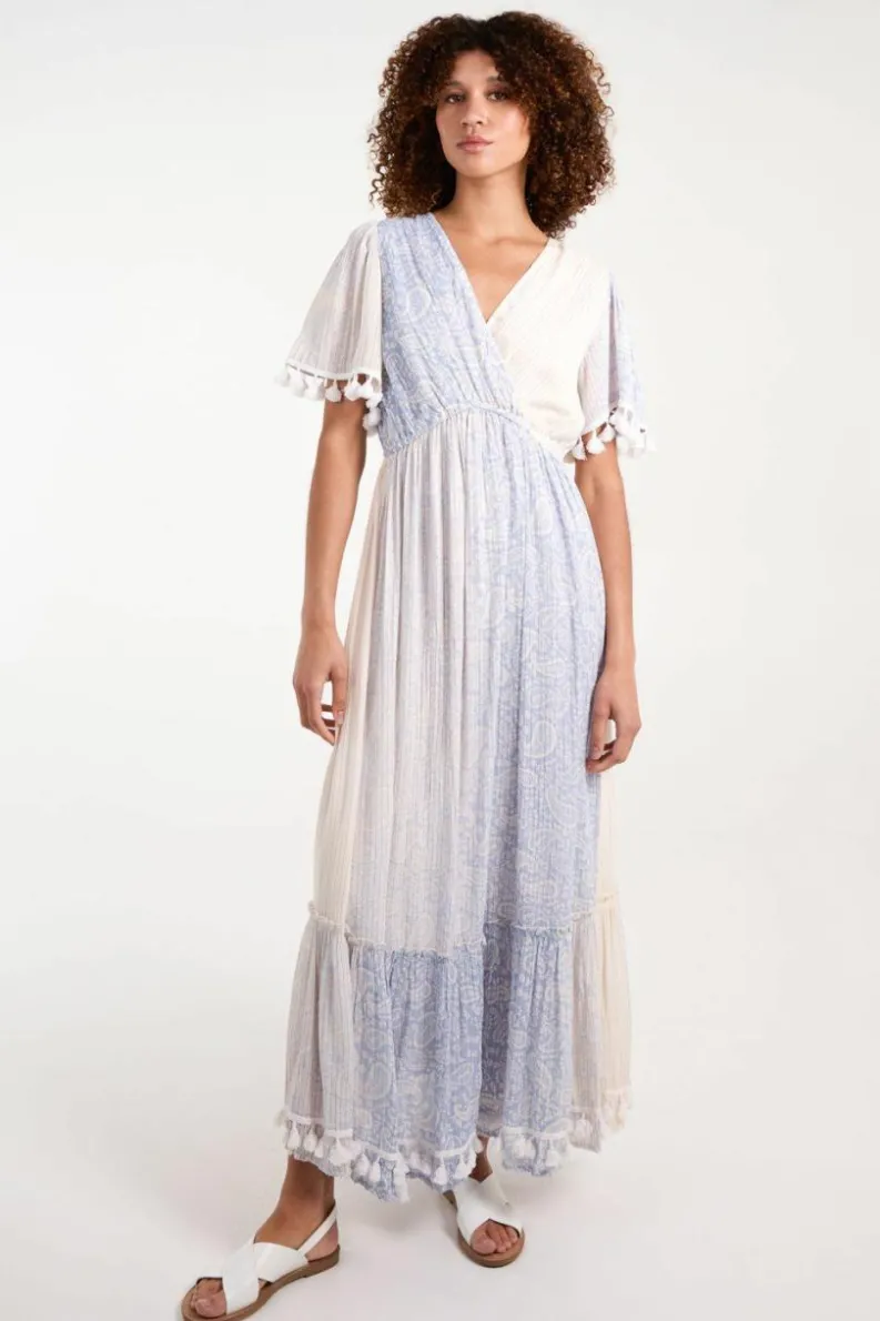 Wrap Dresses*Blue Vanilla Wrap Front Tassel Maxi Blue