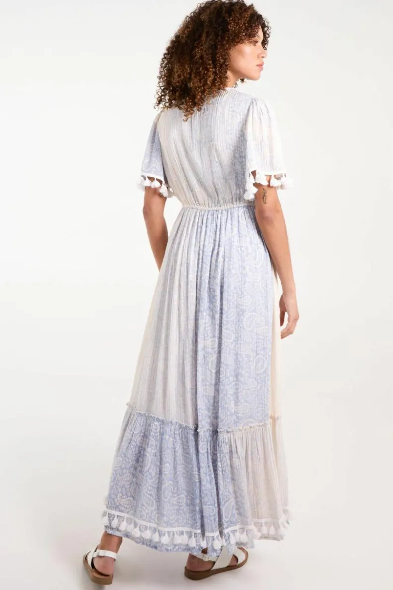 Wrap Dresses*Blue Vanilla Wrap Front Tassel Maxi Blue