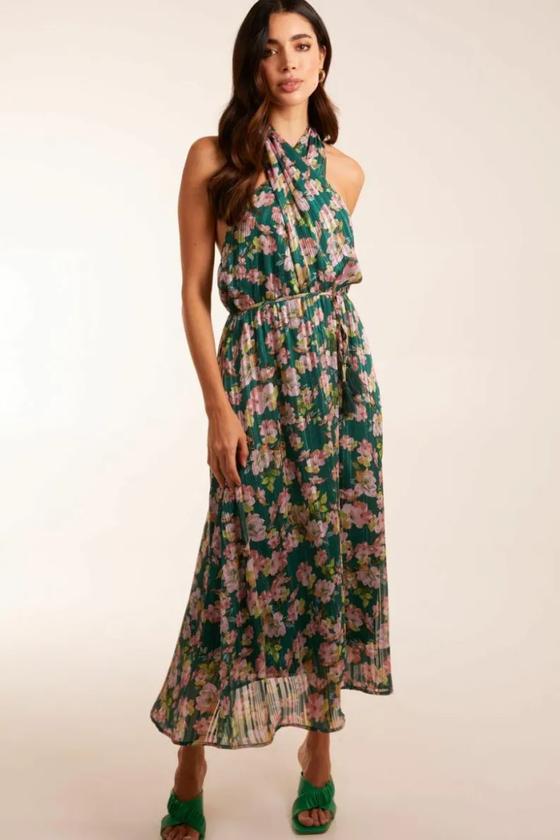 Wrap Dresses|Midi Dresses*Blue Vanilla Wrap Halter Neck Pleated Midi Dress Green