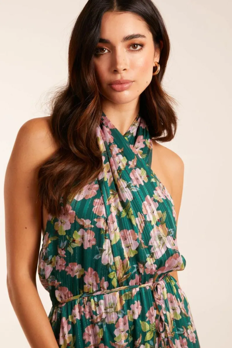 Wrap Dresses|Midi Dresses*Blue Vanilla Wrap Halter Neck Pleated Midi Dress Green