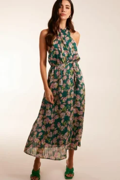 Wrap Dresses|Midi Dresses*Blue Vanilla Wrap Halter Neck Pleated Midi Dress Green