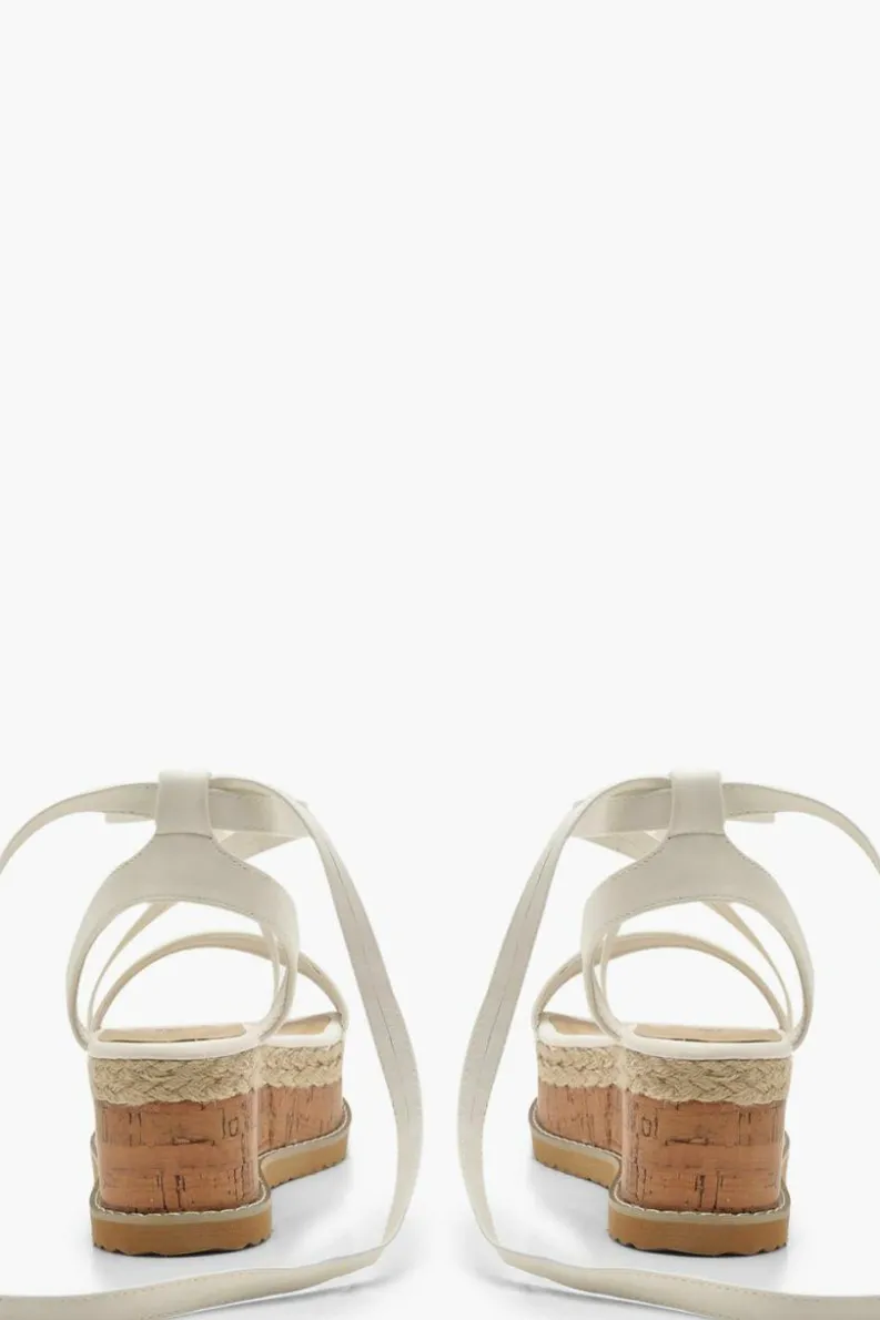 Flats|Sandals*boohoo Wrap Strap Espadrille Flatforms white