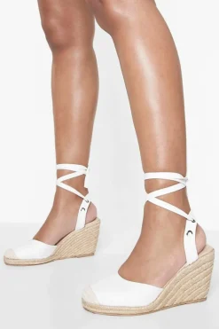 Wedges|Heels*boohoo Wrap Up Espadrille Wedges white