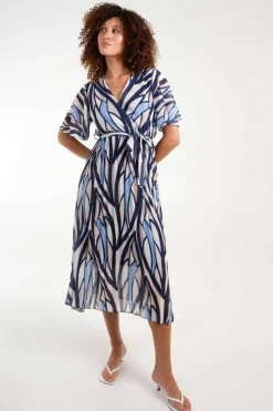 Wrap Dresses*Blue Vanilla Wrapover Pleat Dress Navy