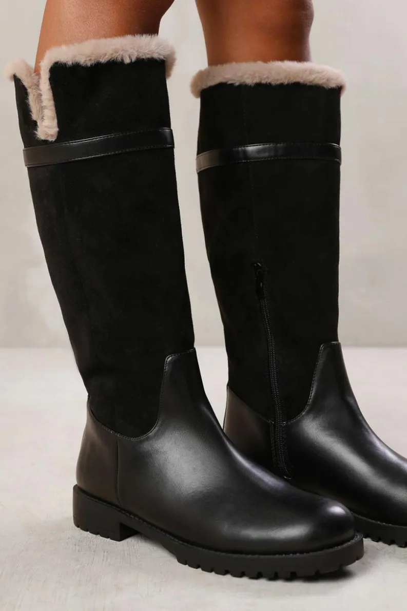 All Boots|Boots*Where's That From Wynter' Knee High Boots With Fur Trim And Lining Black