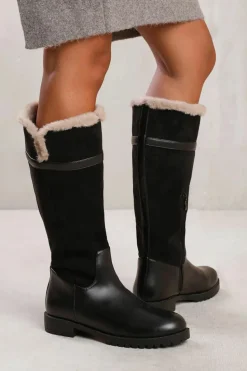 All Boots|Boots*Where's That From Wynter' Knee High Boots With Fur Trim And Lining Black