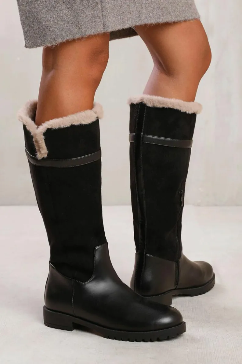 All Boots|Boots*Where's That From Wynter' Knee High Boots With Fur Trim And Lining Black