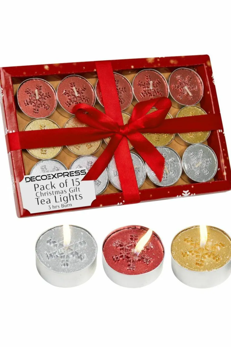 Candles & Diffusers|Candles*Deco Express X'mas Tealight 15 pcs Pack 3 Hours Multi