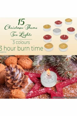 Candles & Diffusers|Candles*Deco Express X'mas Tealight 15 pcs Pack 3 Hours Multi