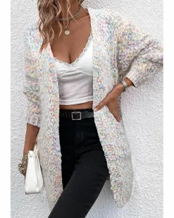 Cardigans*Azura Exchange Multicolor Confetti Open Front Knit Cardigan Yellow