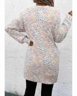 Cardigans*Azura Exchange Multicolor Confetti Open Front Knit Cardigan Yellow