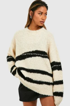 Oversized Jumpers|Jumpers*boohoo Zebra Boucle Oversized Jumper ecru